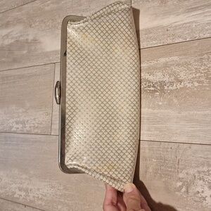 Vintage  clutch purse  white and silver with glitter spots